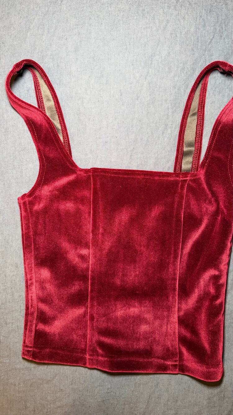 Dolls Kill Current Mood Red Velvet Corset Top Size S